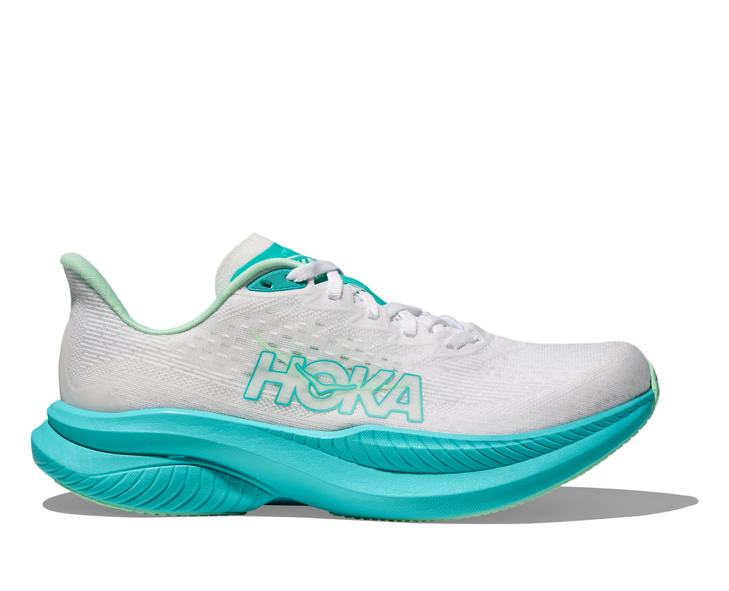 HOKA Women's Mach 6 - WHITE / CIELO BLUE
