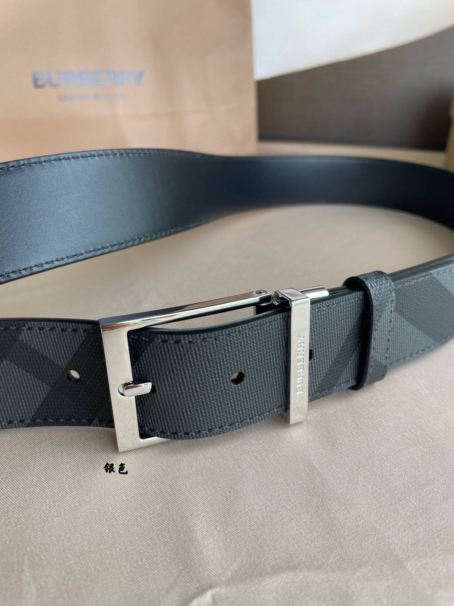 BL254 Burberry Check Belt 35mm