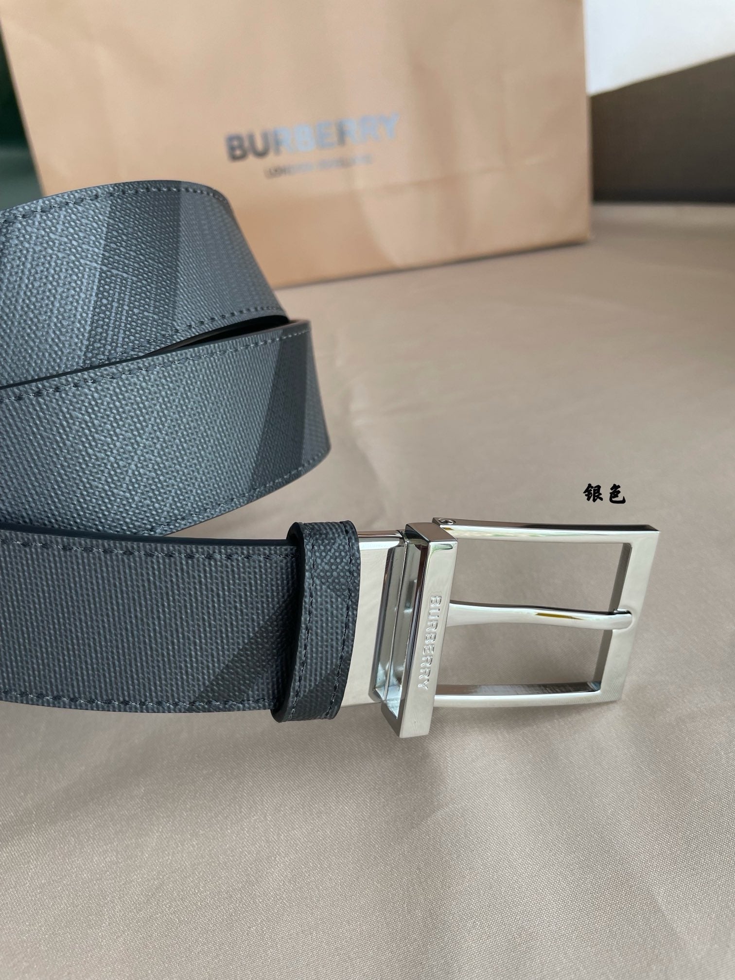 BL254 Burberry Check Belt 35mm